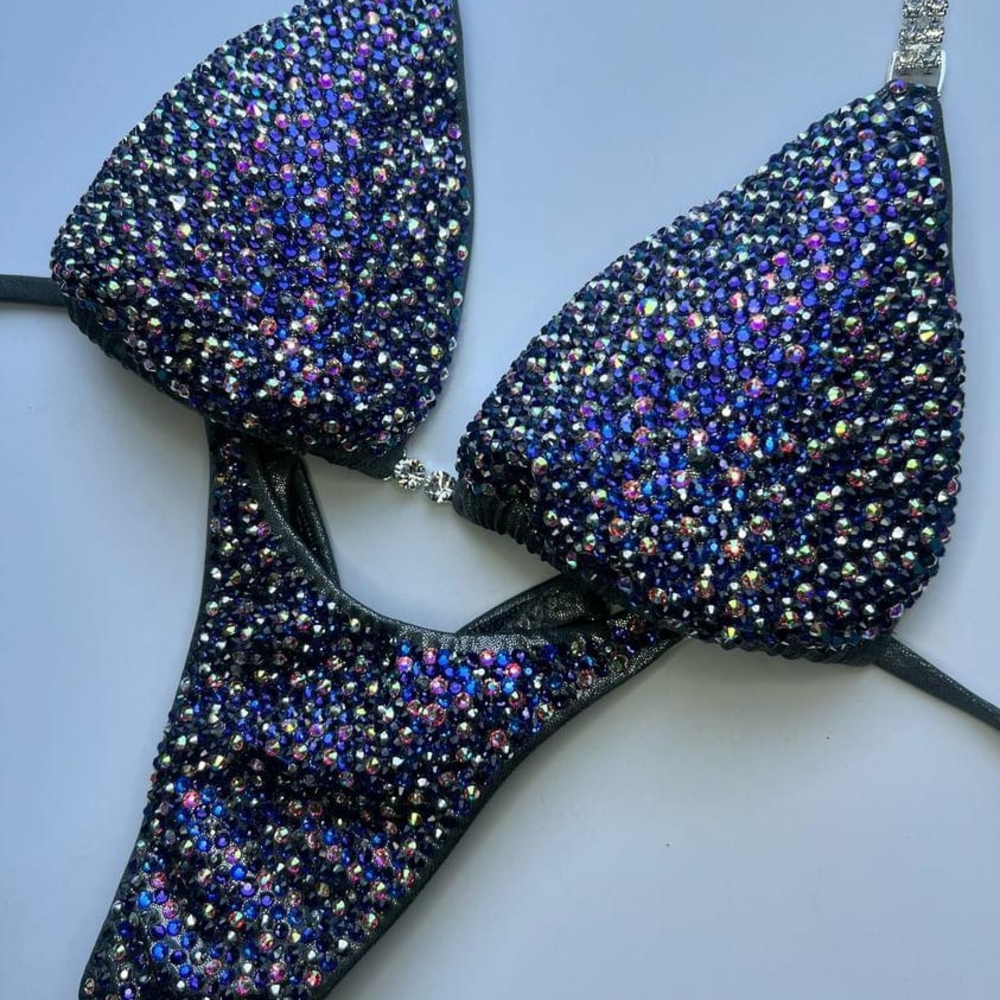 Sparkling Black and Blue Bikini Set